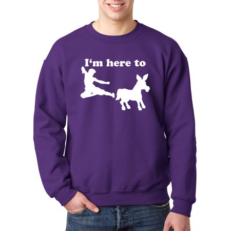 Trendy USA 1229 - Crewneck I'm Here to Kick Ass Karate Donkey Sweatshirt Large Purple