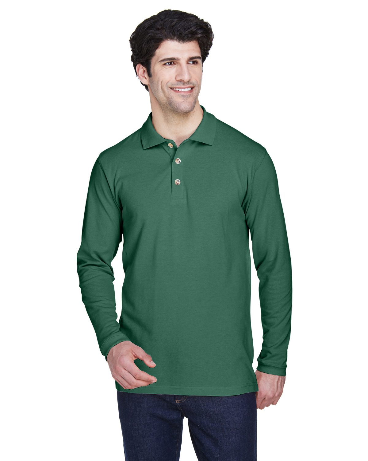 UltraClub Adult Long-Sleeve Classic Piqué Polo - 8532
