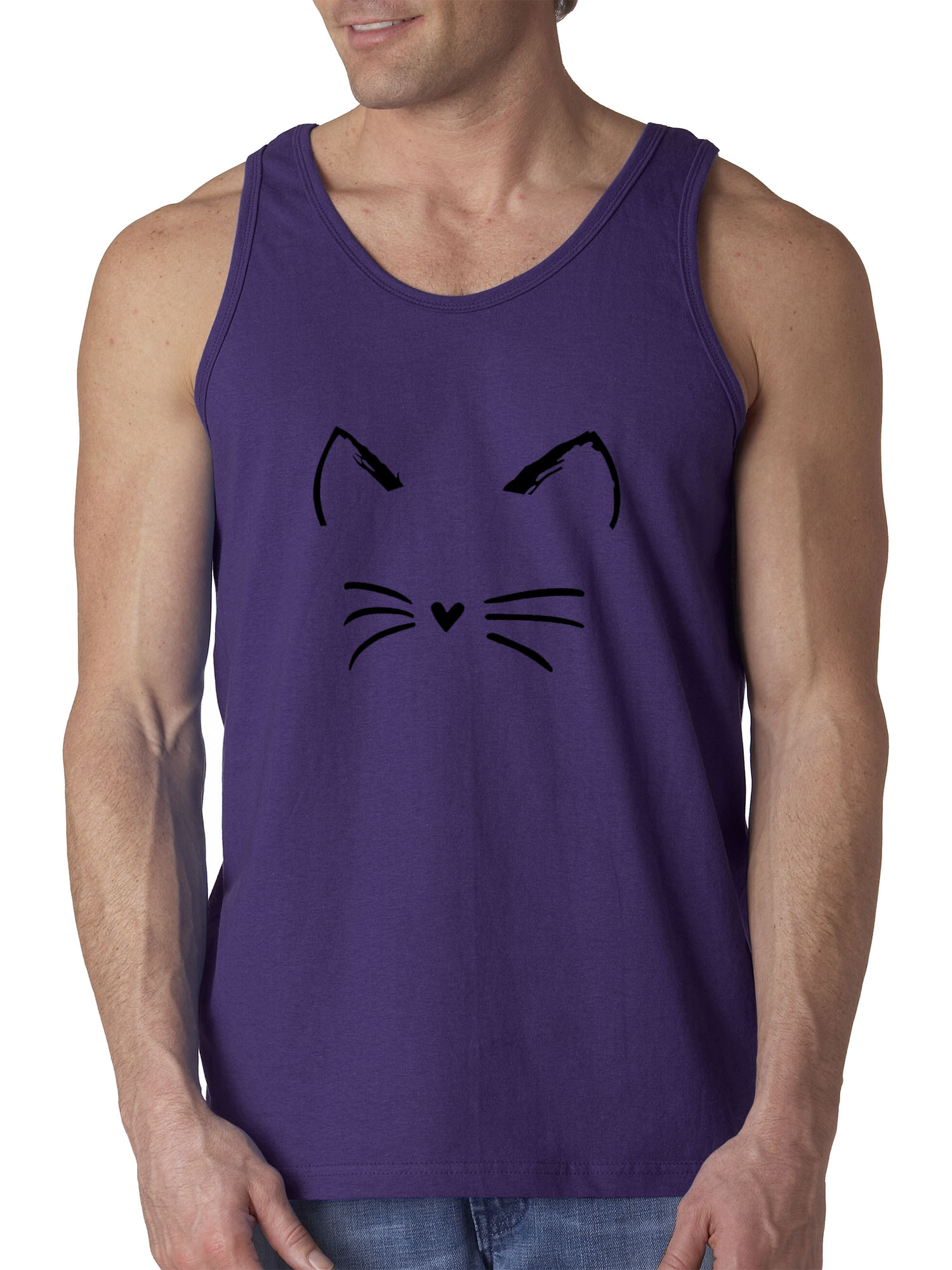 New Way 1128 - Men's Tank-Top Cat Whiskers Silhouette Heart Nose 3XL Purple