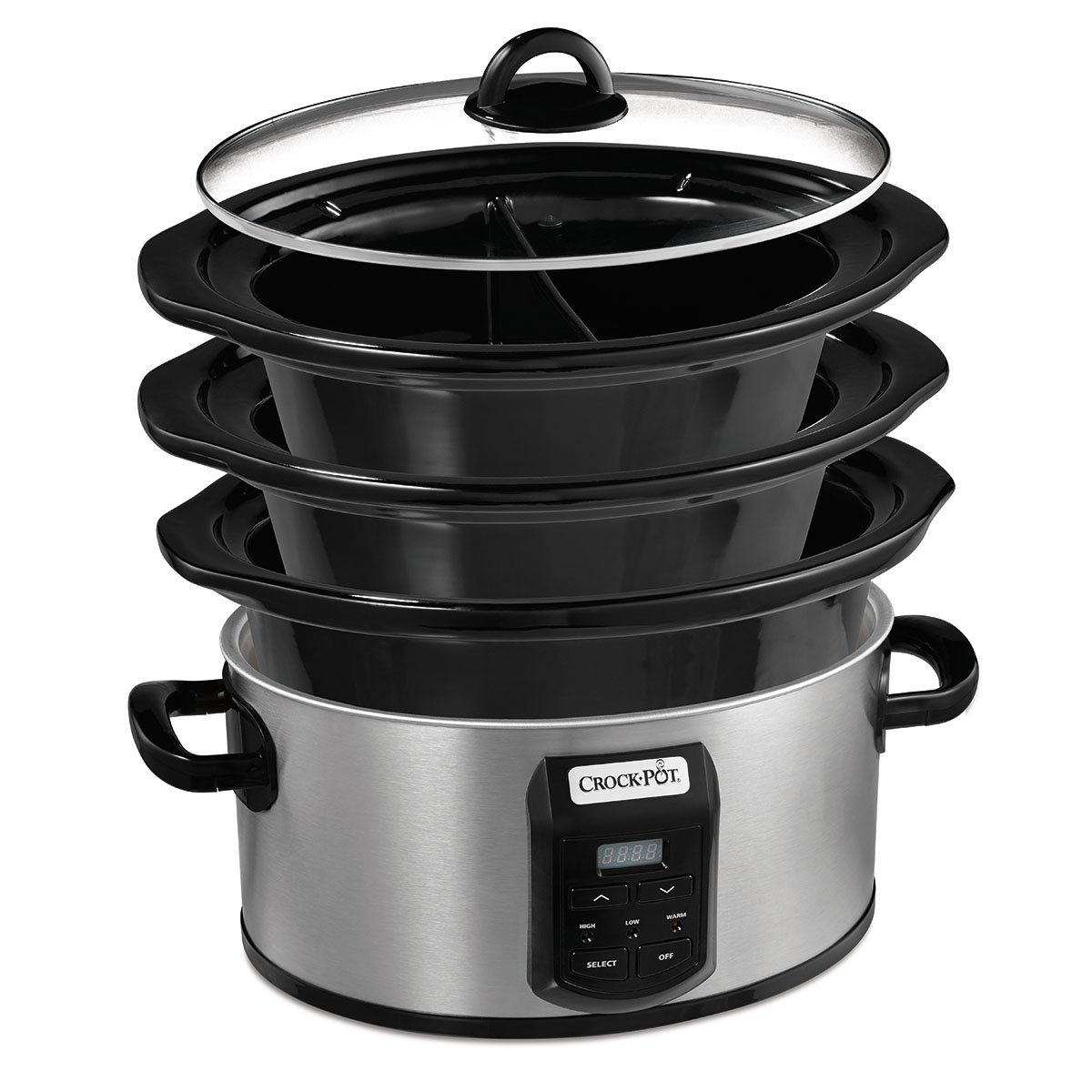 Crock-pot SCCPVS642-S Choose-a-Crock Programmable Slow Cooker, 6 Quart/4 Quart/2 X 1.5 Quart, Silver