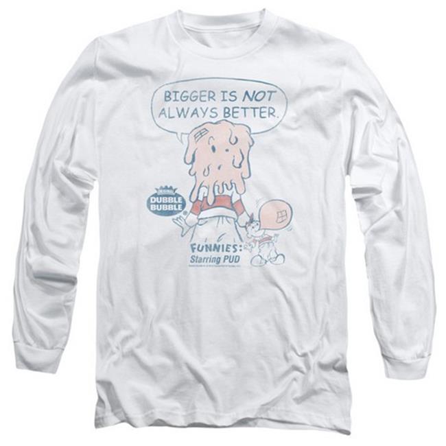 Trevco Dubble Bubble-Bigger - Long Sleeve Adult 18-1 Tee - White & 2X