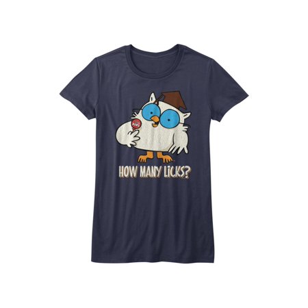 Tootsie Roll Many Licks Navy Junior Women S T-Shirt