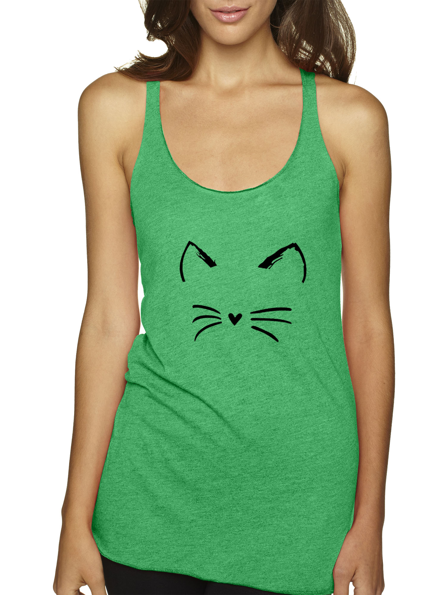 Trendy USA 1128 - Women's Tank-Top Cat Whiskers Silhouette Heart Nose 2XL Envy