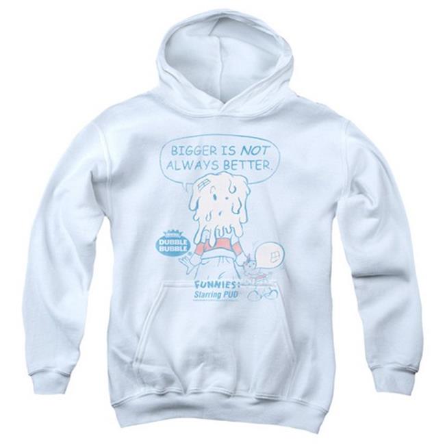 Trevco Dubble Bubble-Bigger - Youth Pull-Over Hoodie - White & Large