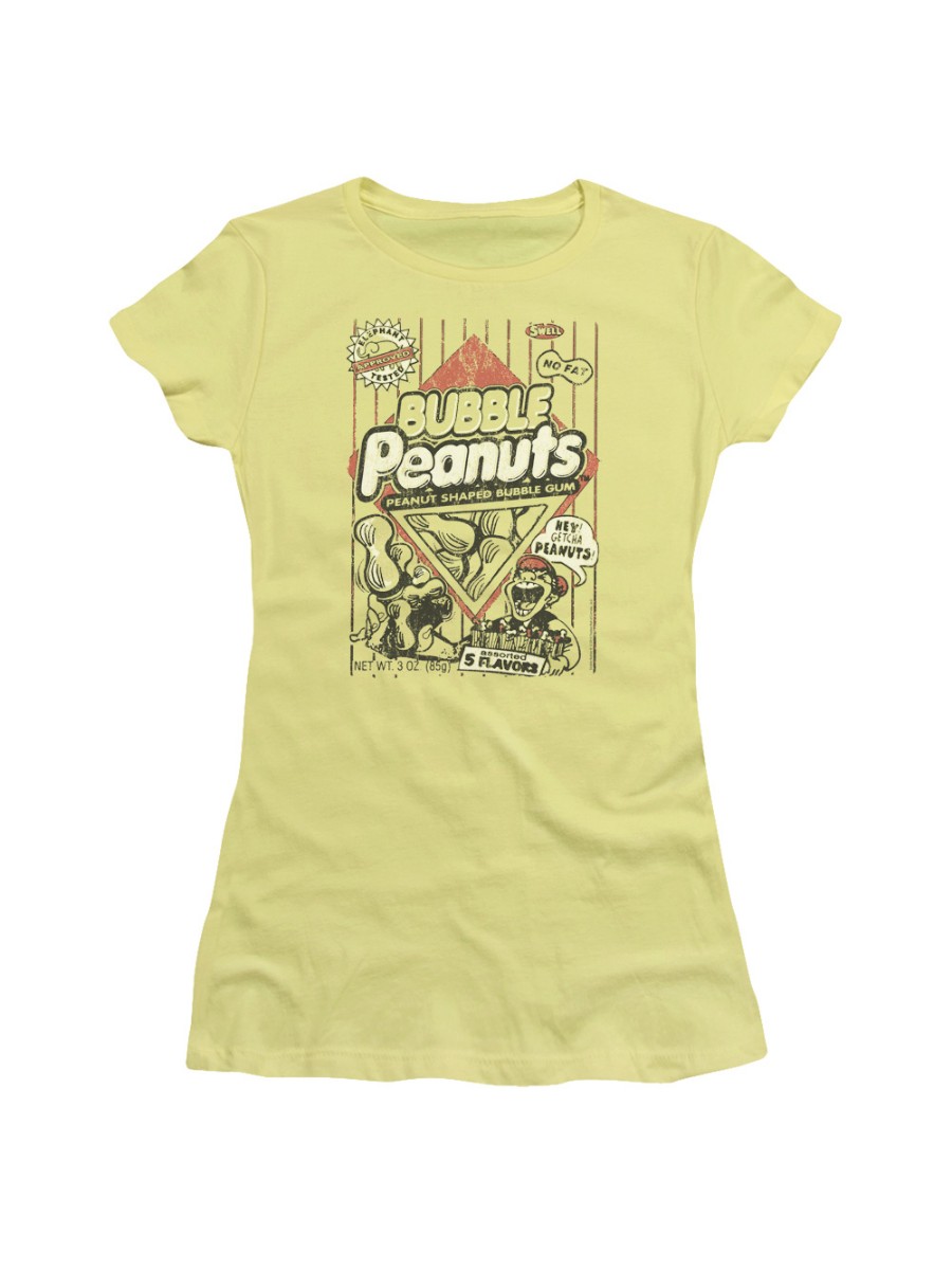 Dubble Bubble Nostalgic Candy Bubble Peanuts Juniors Sheer T-Shirt Tee
