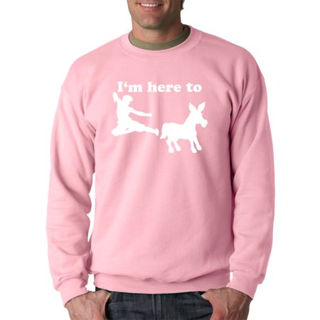 Trendy USA 1229 - Crewneck I'm Here to Kick Ass Karate Donkey Sweatshirt 3XL Light Pink