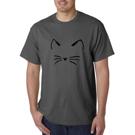 New Way 1128 - Unisex T-Shirt Cat Whiskers Silhouette Heart Nose XL Charcoal