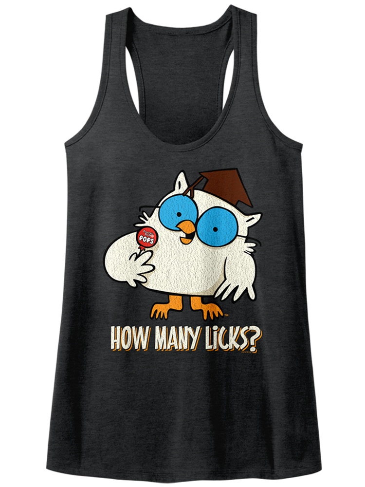Tootsie Roll Chocolate Candy Taffy Owl How Many Licks Womens Tank Top Tee