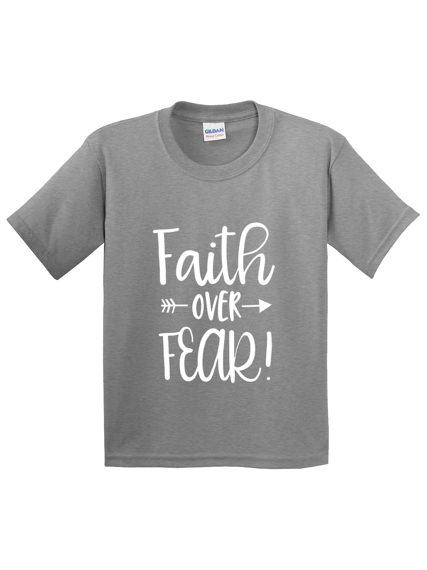 Trendy USA 1253 - Youth T-Shirt Faith Over Fear Script Medium Heather Grey