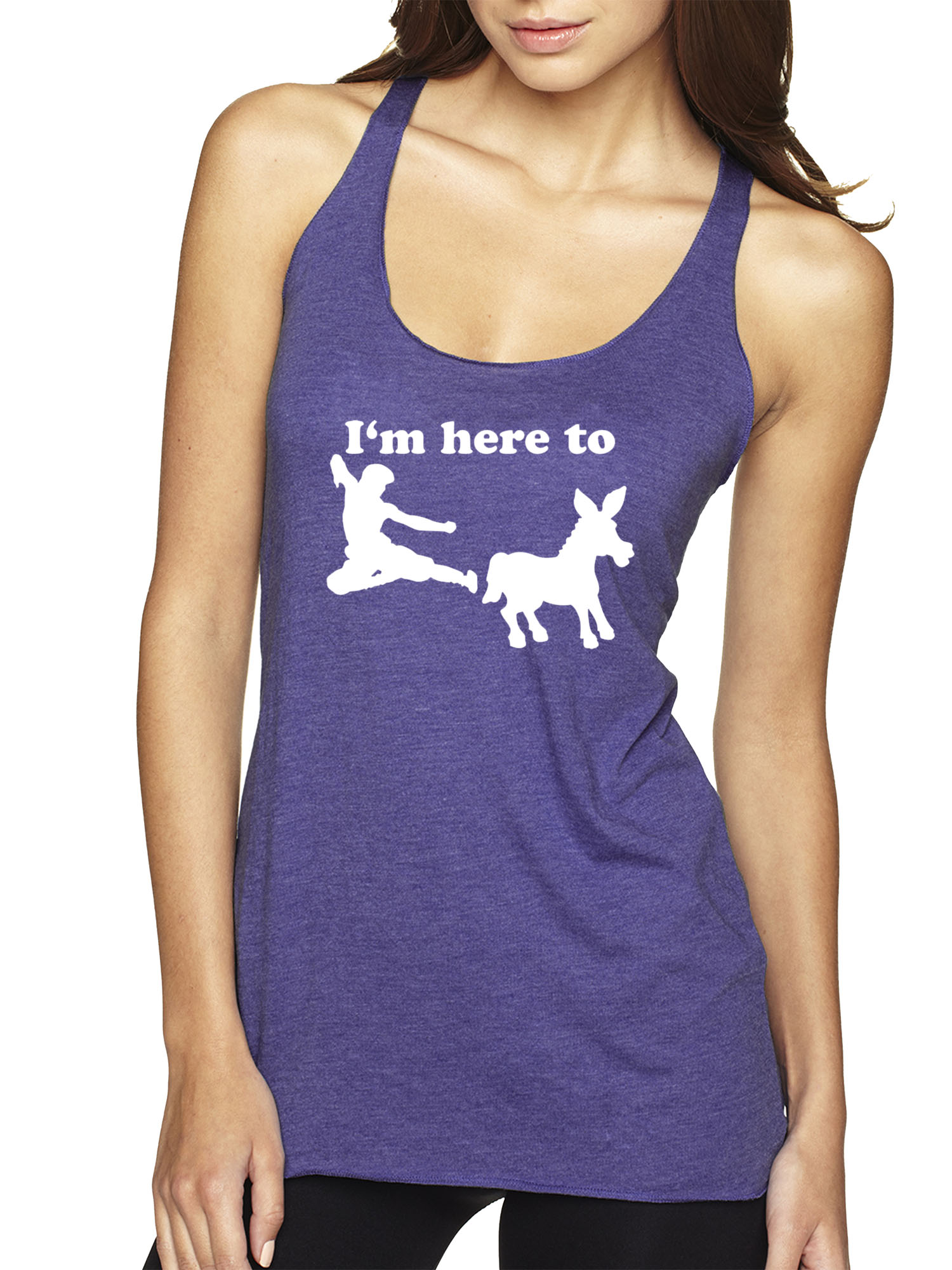 Trendy USA 1229 - Women's Tank-Top I'm Here to Kick Ass Karate Donkey XS Purple
