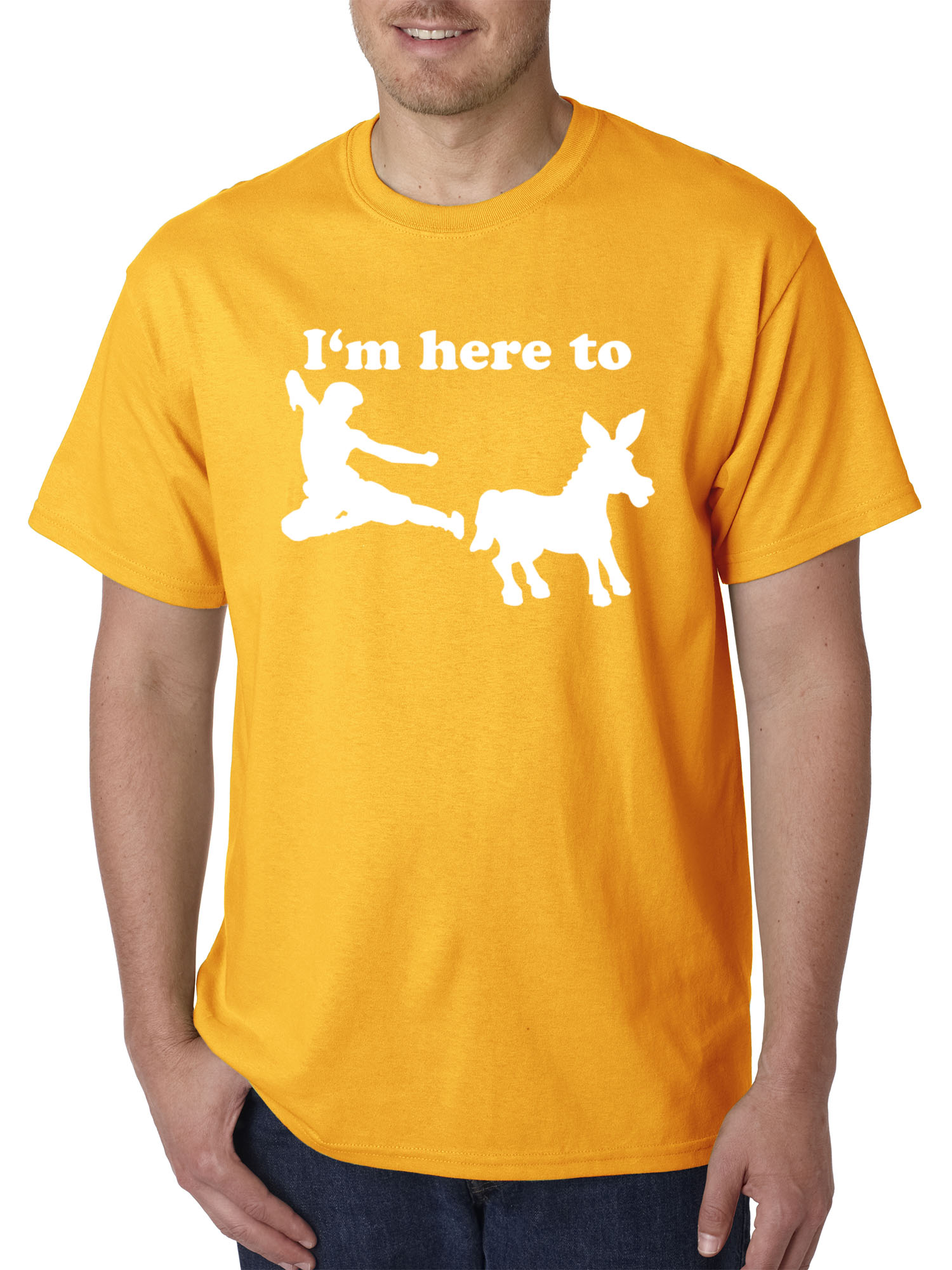 Trendy USA 1229 - Unisex T-Shirt I'm Here to Kick Ass Karate Donkey XL Gold