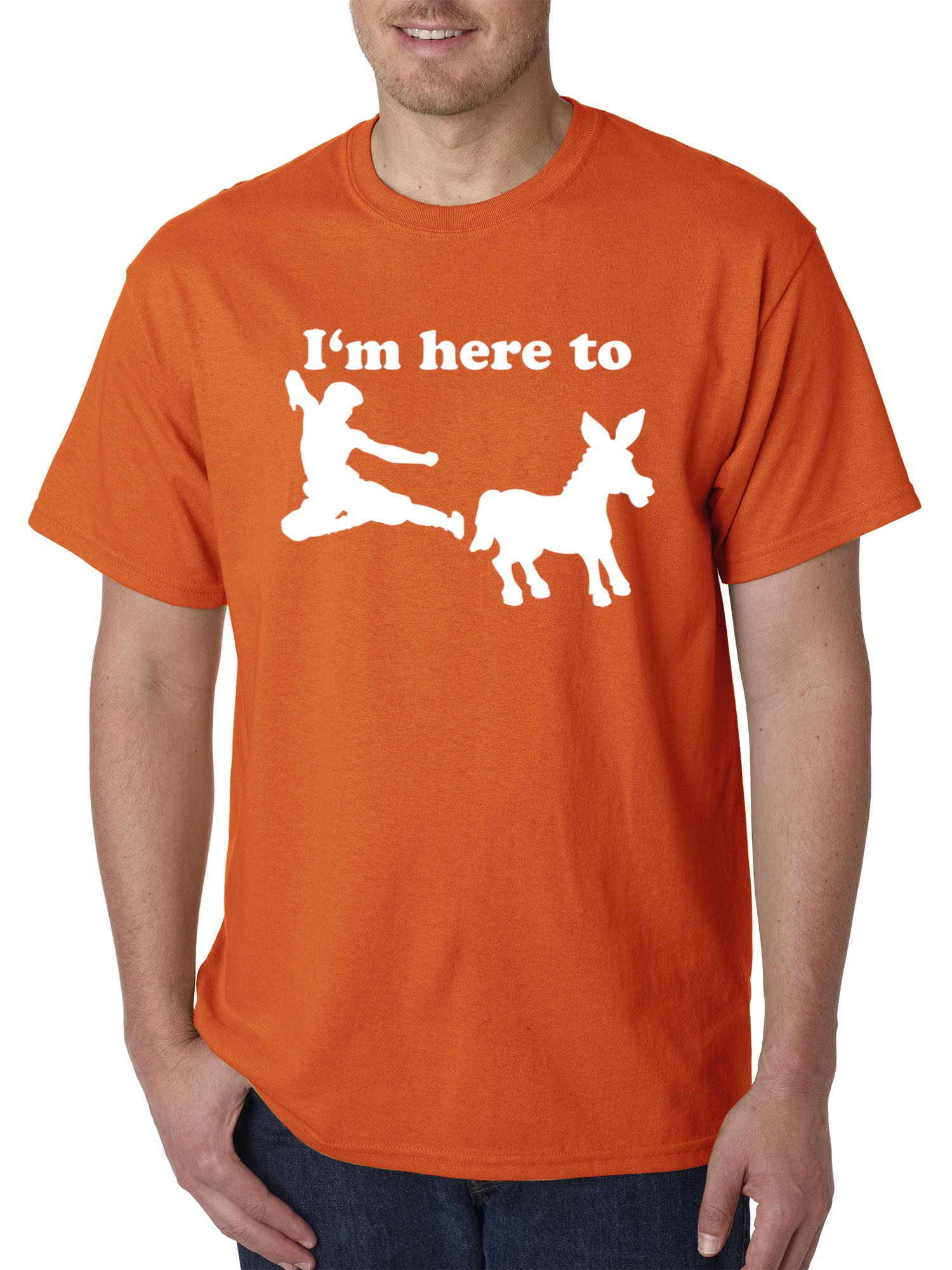 Trendy USA 1229 - Unisex T-Shirt I'm Here to Kick Ass Karate Donkey Medium Orange