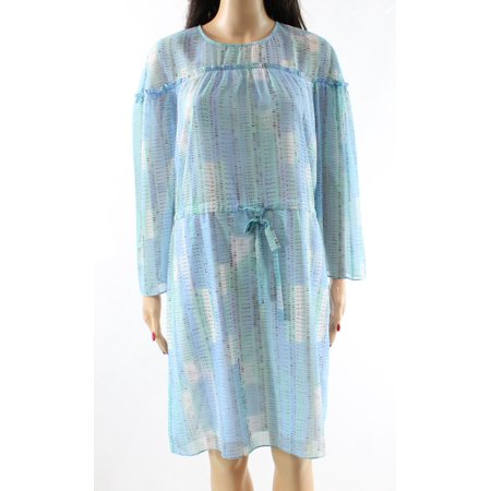 Halston New Blue Women's Size Large L Drawstring Ruffle Sheath Dress 5674-7585-P - L