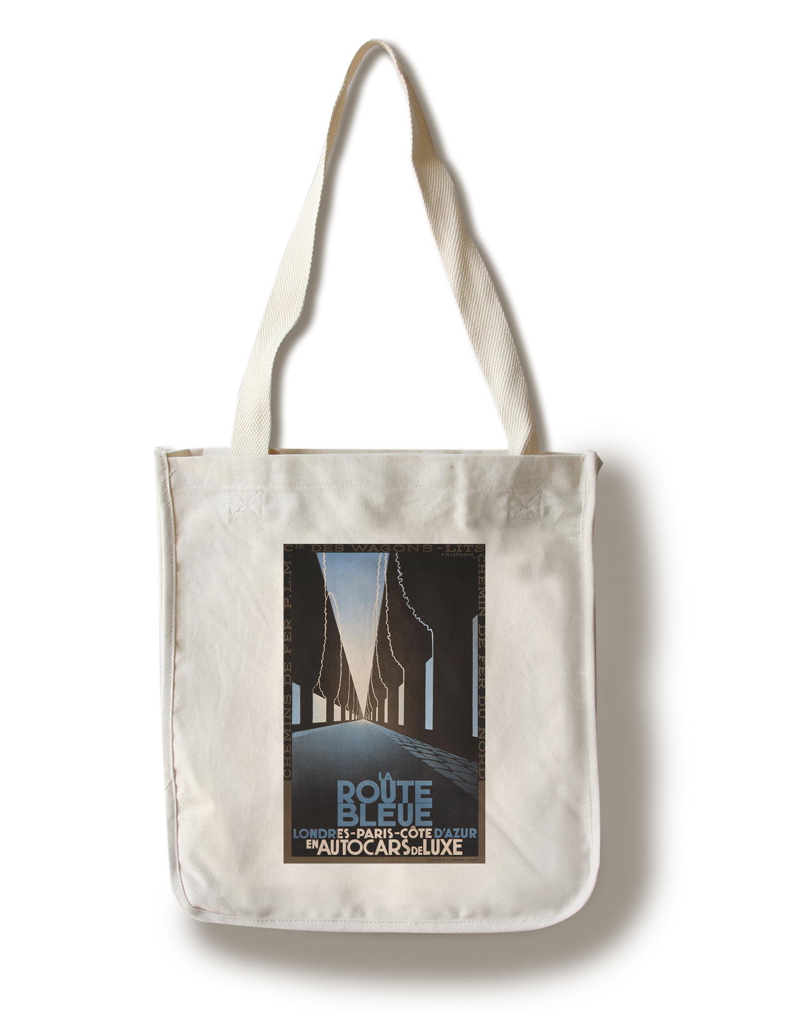 La Route Bleu Vintage Poster (artist: Cassandre) France C. 1929 (100% Cotton Tote Bag - Reusable)