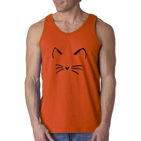 Trendy USA 1128 - Men's Tank-Top Cat Whiskers Silhouette Heart Nose Small Orange