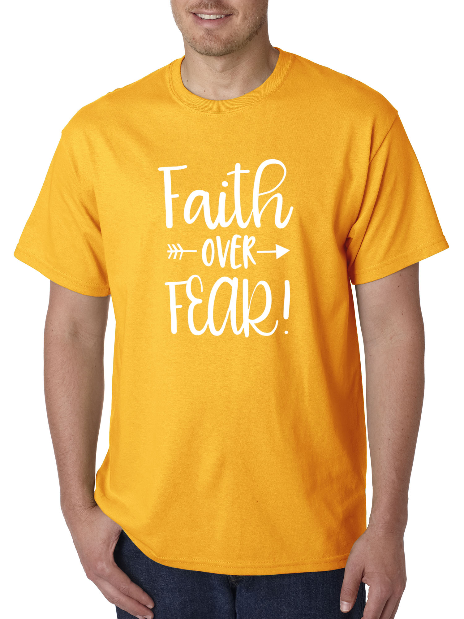 Trendy USA 1253 - Unisex T-Shirt Faith Over Fear Script XL Gold