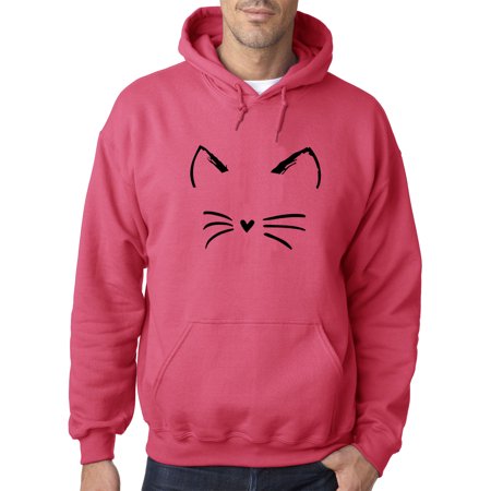 Trendy USA 1128 - Adult Hoodie Cat Whiskers Silhouette Heart Nose Sweatshirt Large Heliconia