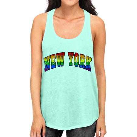 Junior's New York Rainbow Pride B1615 PLY Mint Racerback Tank Top Small Mint
