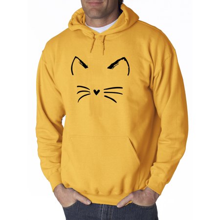 Trendy USA 1128 - Adult Hoodie Cat Whiskers Silhouette Heart Nose Sweatshirt 4XL Gold