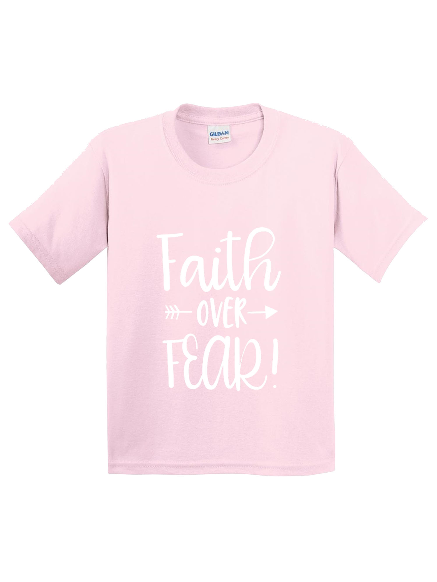 Trendy USA 1253 - Youth T-Shirt Faith Over Fear Script Medium Light Pink