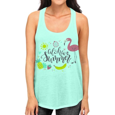 Junior S Tropical Aloha Summer Tee B942 PLY Mint Green Racerback Tank Top Small