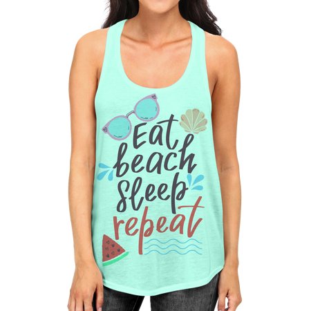 Junior S Eat Sleep Beach Repeat Tee B943 PLY Mint Green Racerback Tank Top Medium