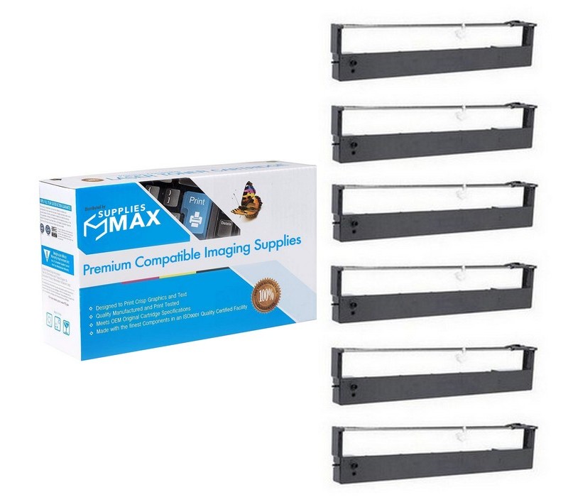 SuppliesMAX Compatible Replacement for TallyGenicom 3460/3470/3480/3560/3570/3580/3850 Black Printer Ribbons (6/PK) (GCM1A3000B11)
