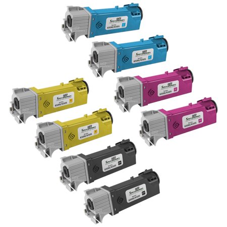SpeedyInks - Compatible Xerox 6500 Set of 8 Toner Cartridges 106R01597 106R01596 106R01595 106R01594 for Phaser 6500, WorkCentre 6505 Printers: 2 Blac