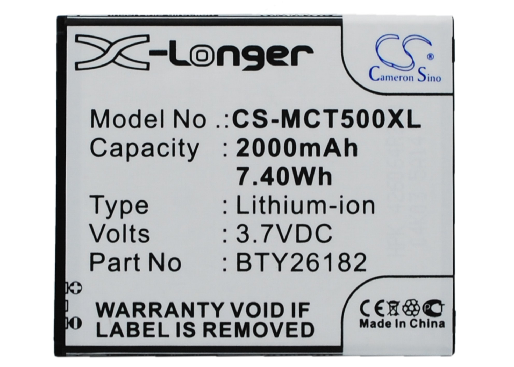 Cameron Sino 2000mAh / 7.40Wh Battery Compatible with Mobistel Cynus T5   MT-9201w   MT-9201b   MT-9201S