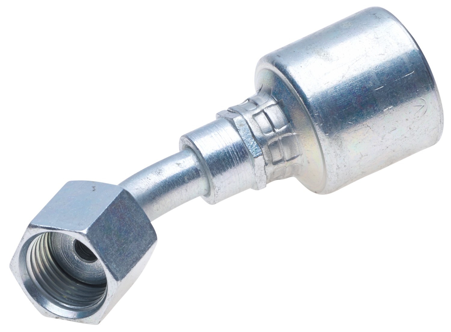 Gates G25235-1010T - Female Flat Face O Ring Swivel 45 Bent Tube Tuff Coat Xtreme Plating (Mega Crimp)