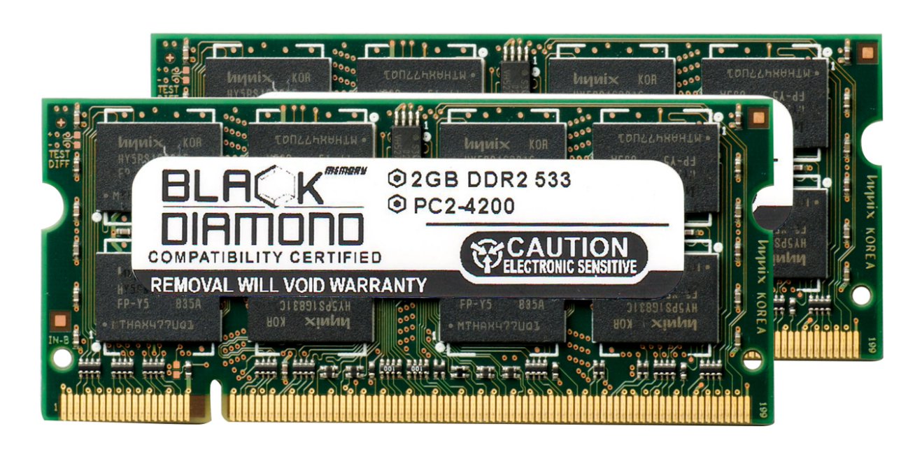 4GB 2X2GB Memory RAM for Acer Aspire Notebooks 5050-5954 200pin 533MHz PC2-4200 DDR2 SO-DIMM Black Diamond Memory Module Upgrade
