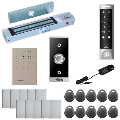 Maglock Kit FPC-5588 300lbs One Door Access Control Out Swinging Door 300lbs Maglock + Slim Outdoor Digital Touch Keypad/Reader Standalone with Mini C