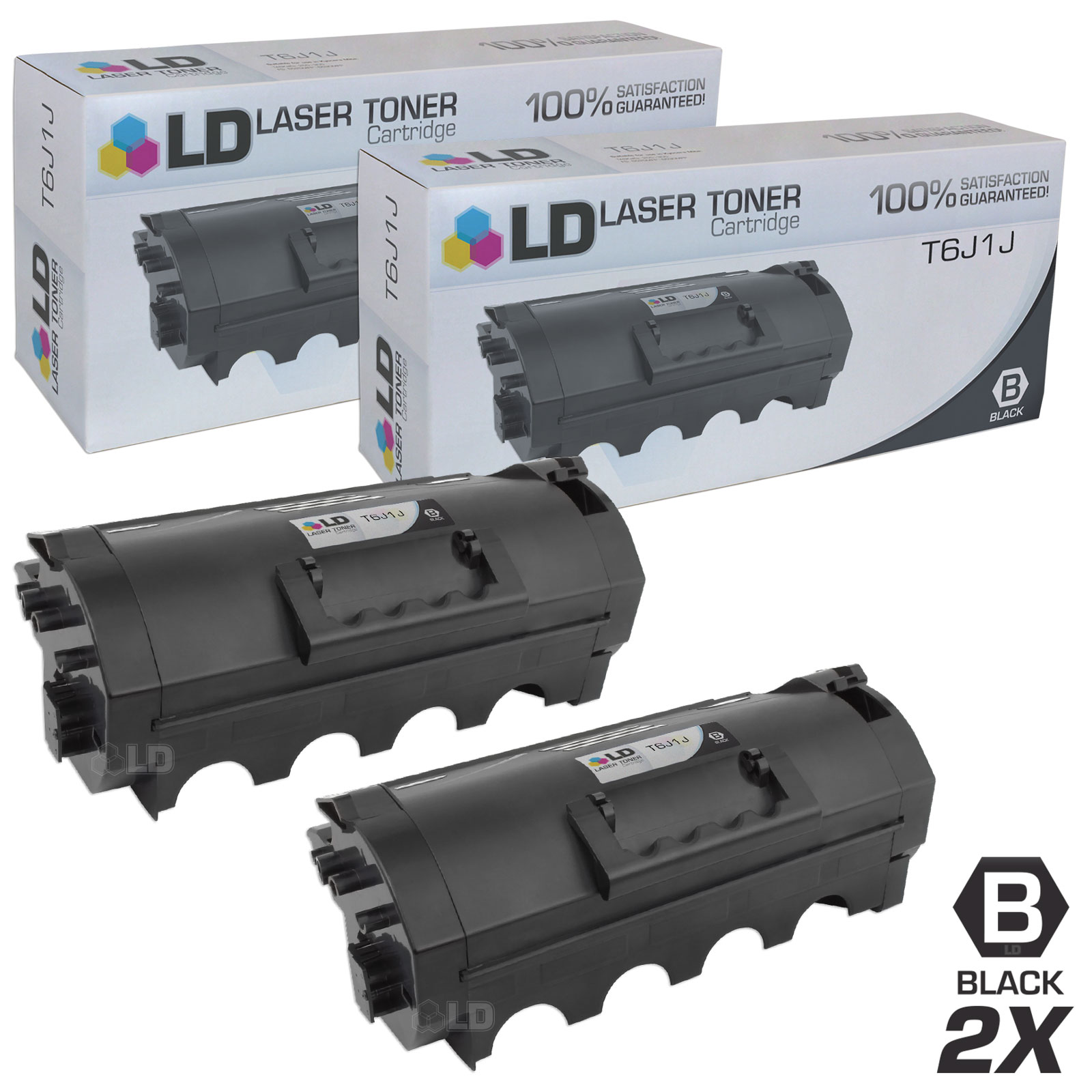 LD Compatible Replacements for Dell 331-9797 (T6J1J) Set of 2 Black Laser Toner Cartridges for Use in Dell Laser B5460dn  and B5465dnf S