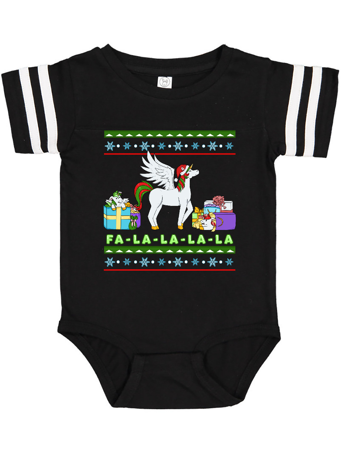 Inktastic Christmas Festive Unicorns Fa-La-La-La-La Gift Baby Boy or Baby Girl Bodysuit