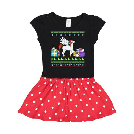 Inktastic Christmas Festive Unicorns Fa-La-La-La-La Gift Baby Girl Dress