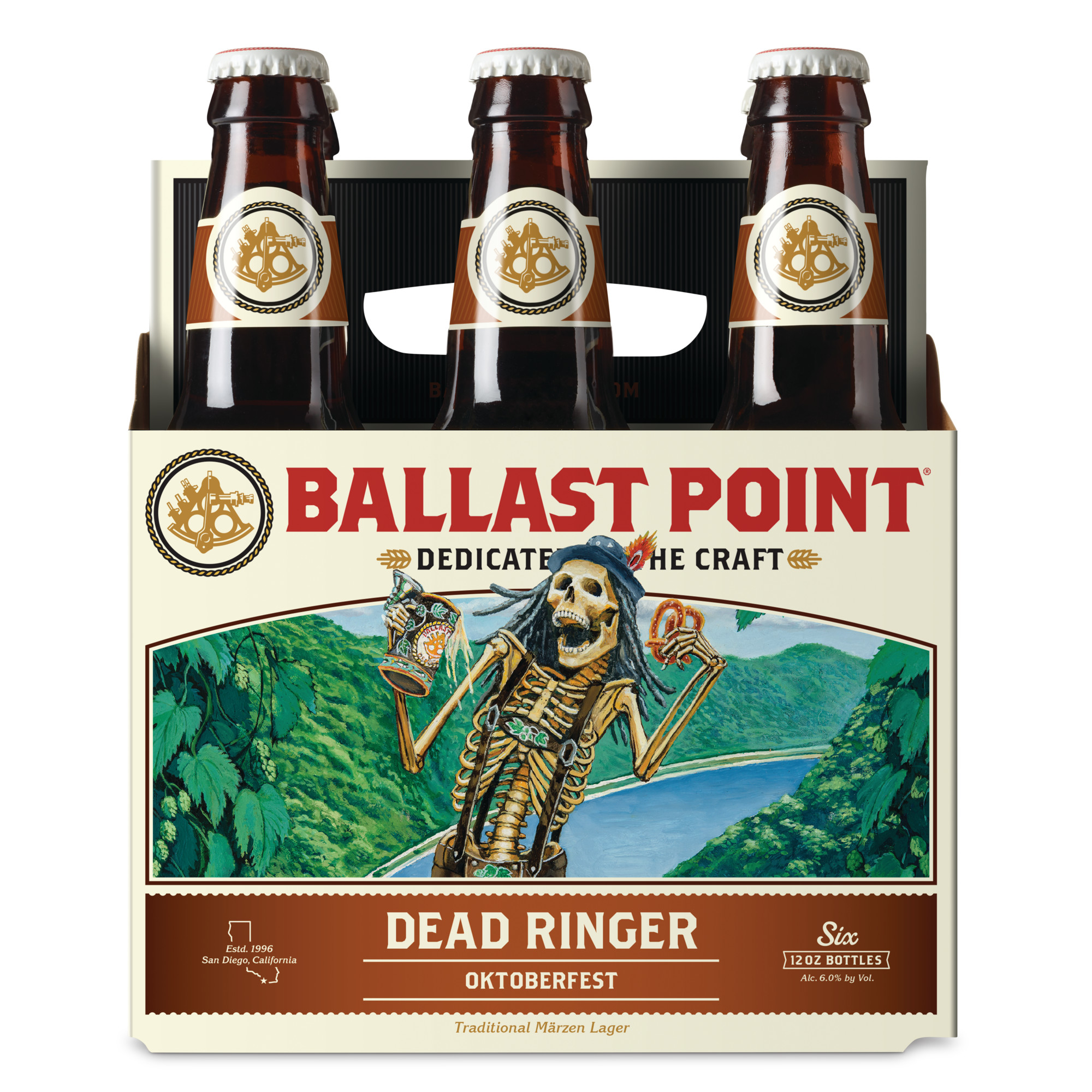Ballast Point Dead Ringer Oktoberfest Lager Craft Beer, 6 Pk 12 Fl Oz Bottles, 6.0% ABV