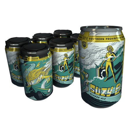 Southern Prohibition Suzy B, Blonde Ale, 6 Pack, 12 Fl. Oz. Cans, 5.0% ABV