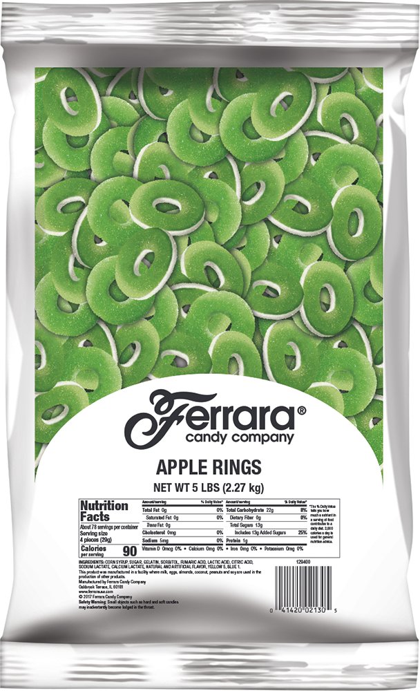 Ferrara Gummy Apple Rings Candy, 5 Lb.