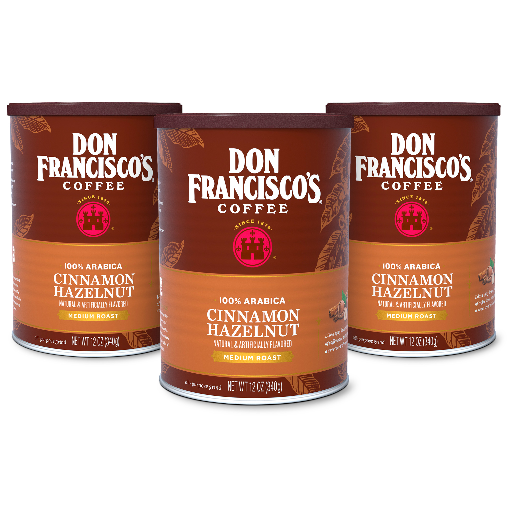 Don Francisco's Cinnamon Hazelnut Flavored Ground Coffee, 12-Ounce (Pack of 3)