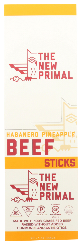 The New Primal, Beef Stick Habnro Pineapple, 1 Oz, Pack of 20