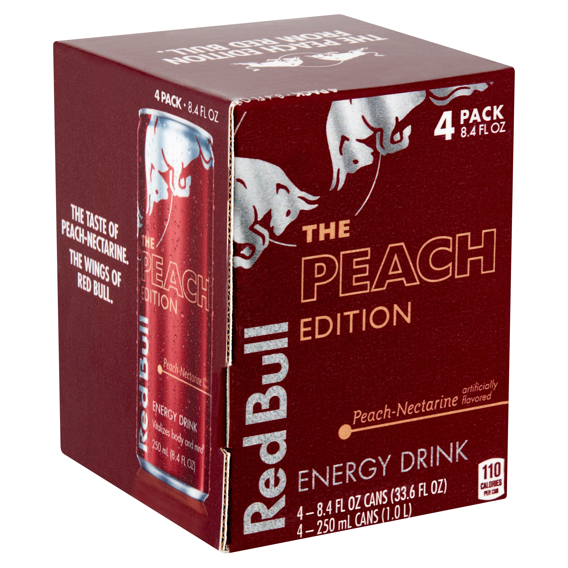 Red Bull Peach Edition Energy Drink  12 Fl Oz  Pack of 4 Cans