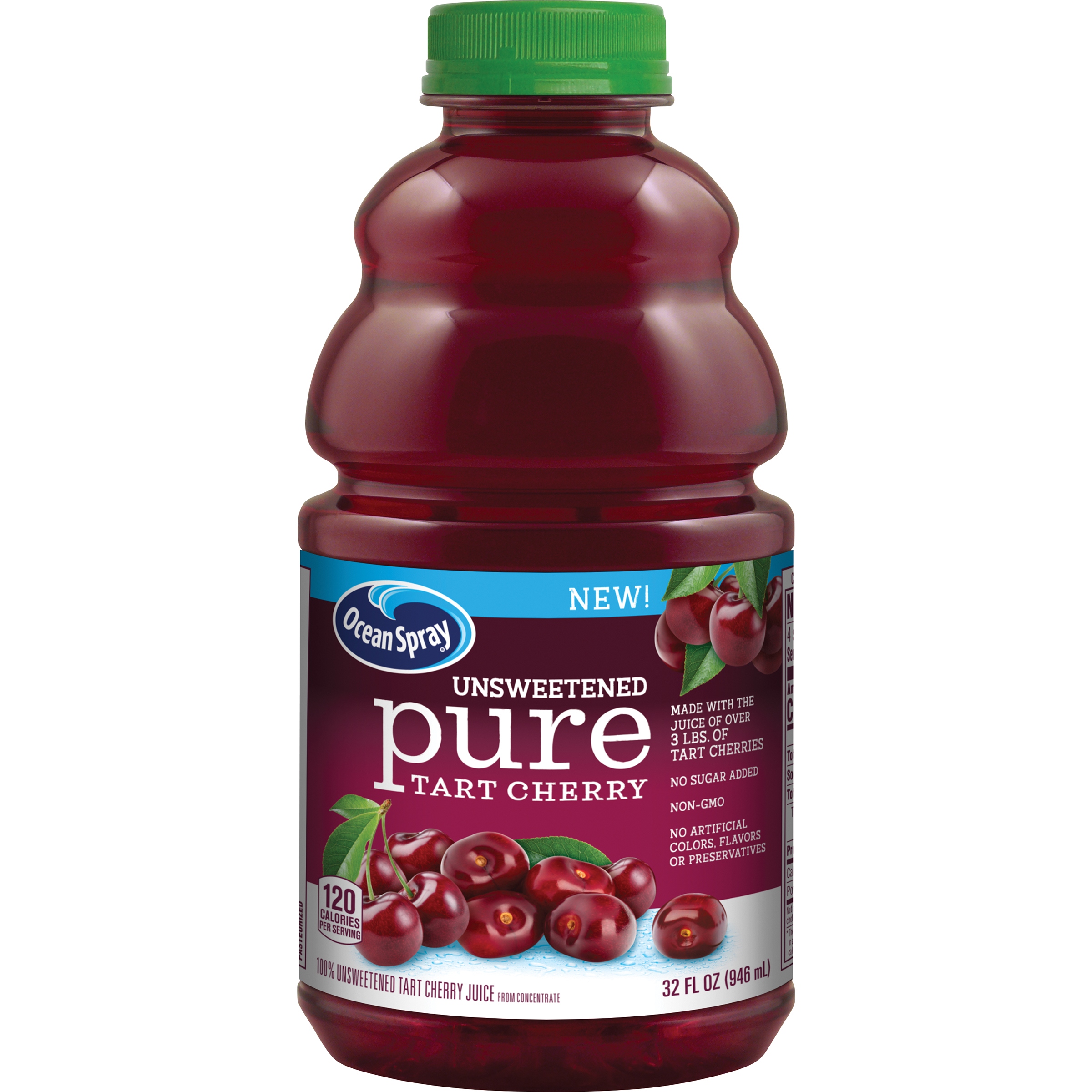 Ocean Spray® Pure Unsweetened Tart Cherry  100% Tart Cherry Juice  32 Fl Oz Bottle
