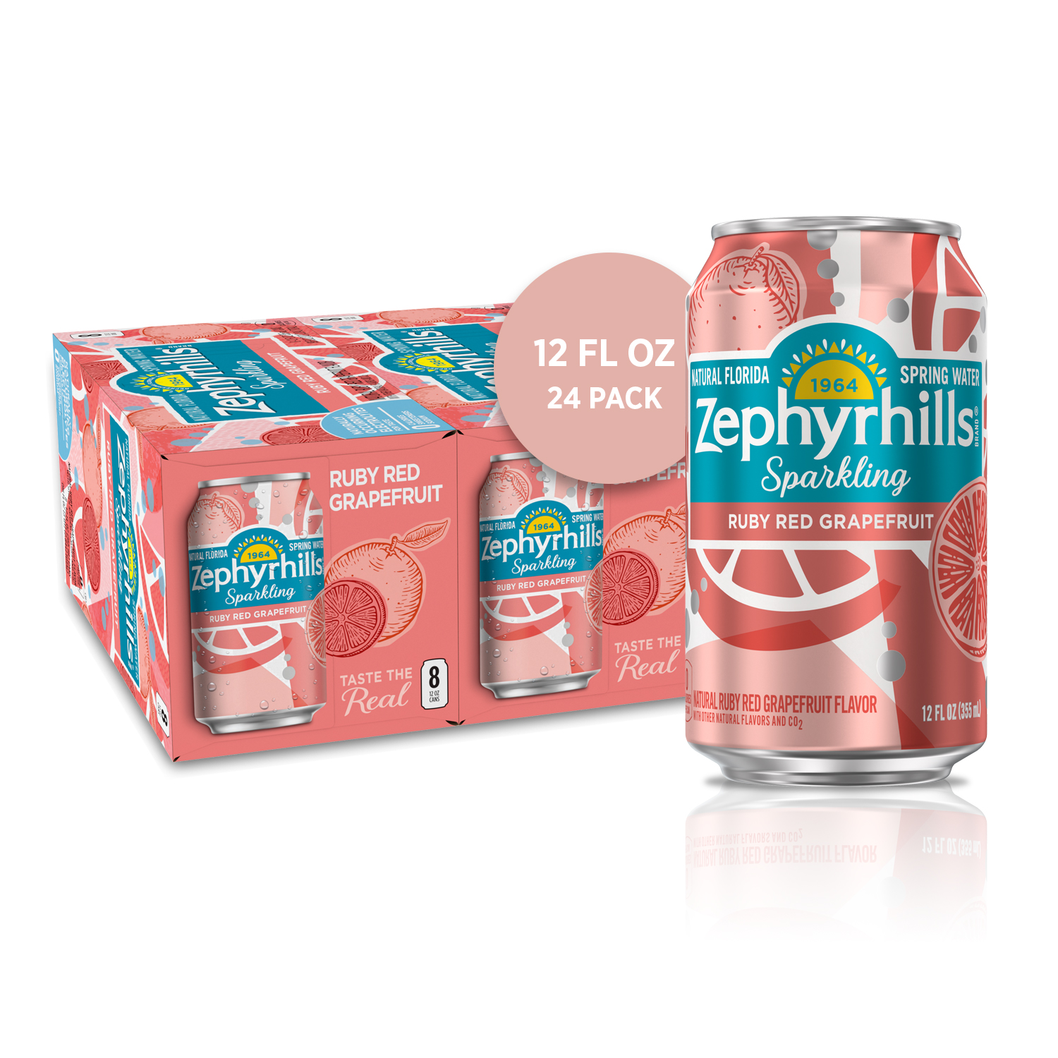 Zephyrhills Sparkling Water, Ruby Red Grapefruit, 12 Oz. Can (24 Count)