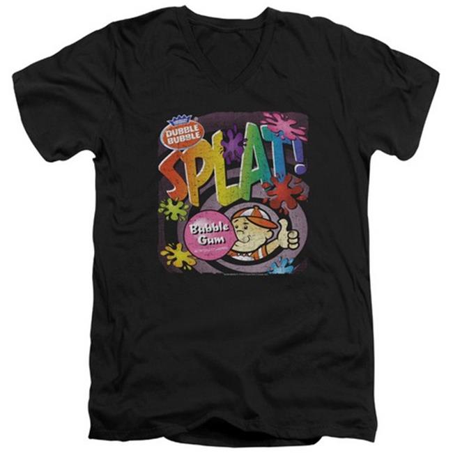 Trevco Dubble Bubble-Splat Gum - Short Sleeve Adult 30-1 V-Neck Tee - Black  Extra Large