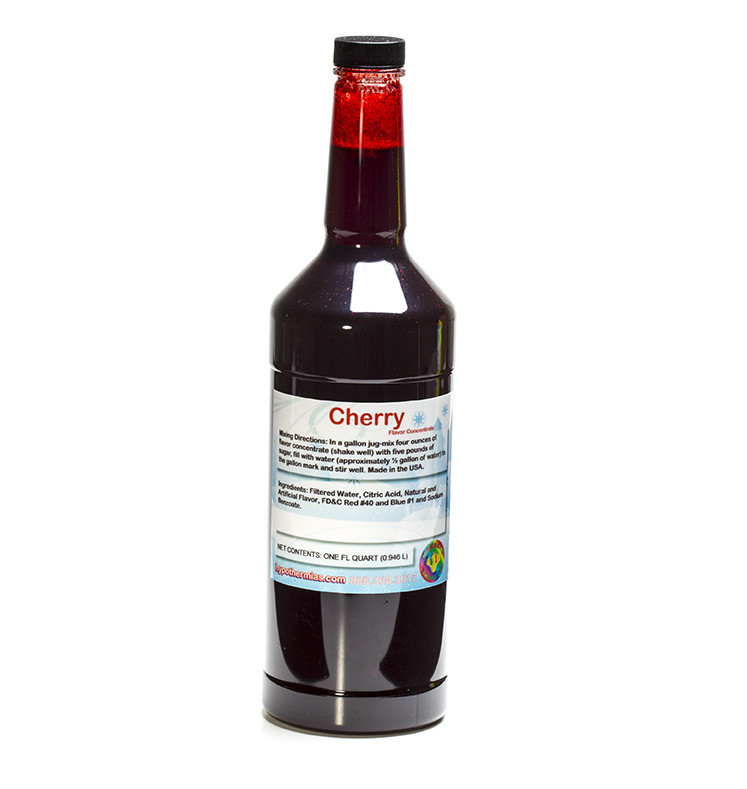 Cherry Shaved Ice and Snow Cone Unsweetened Flavor Concentrate *Quart* 32 Fl Oz Size (must Add Sugar and Water)