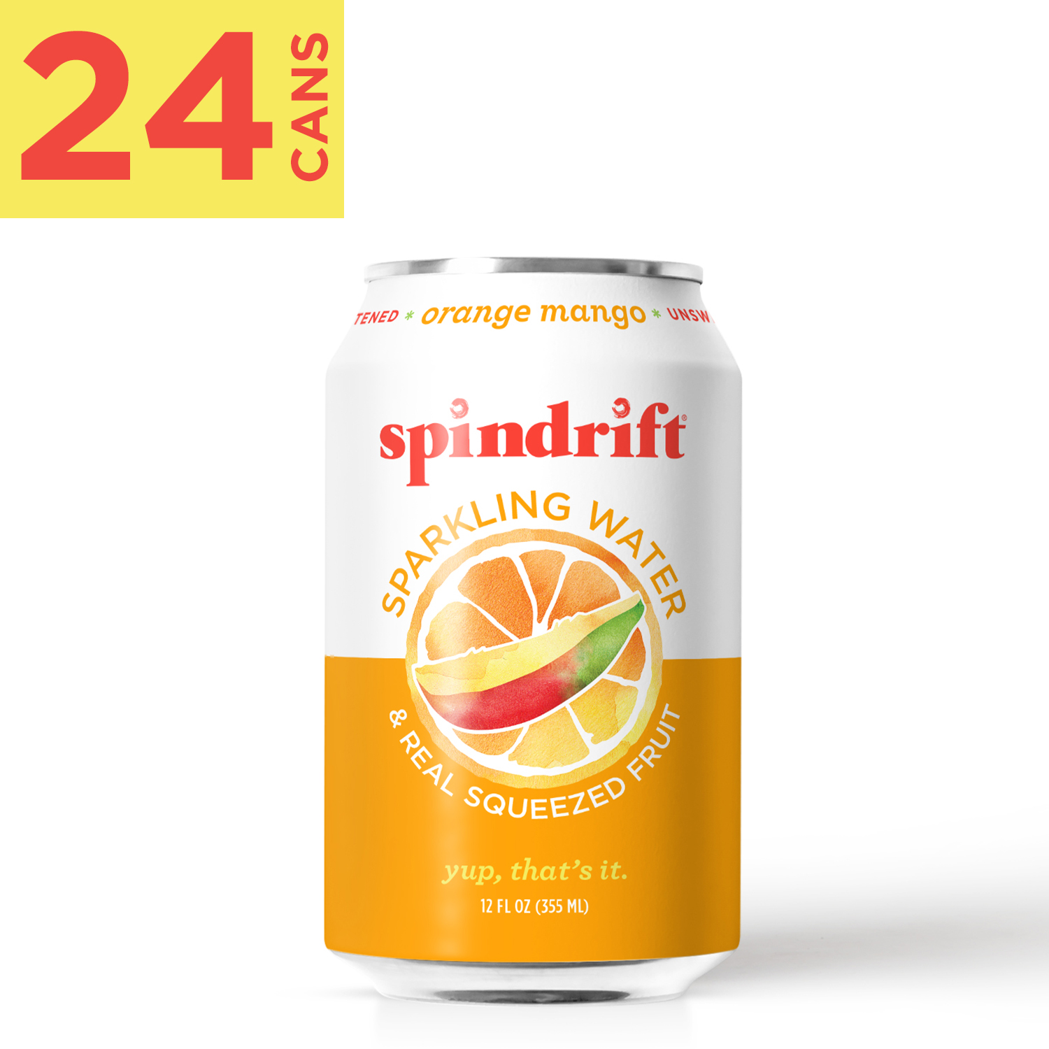 Spindrift Orange Mango Sparkling Water, 12 Fl. Oz. Cans (Pack of 24)