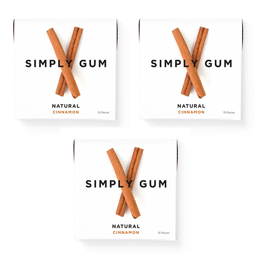 Simply Gum, Cinnamon Chewing Gum, Non Gmo, Vegan, 15 Pcs, 3 Ct