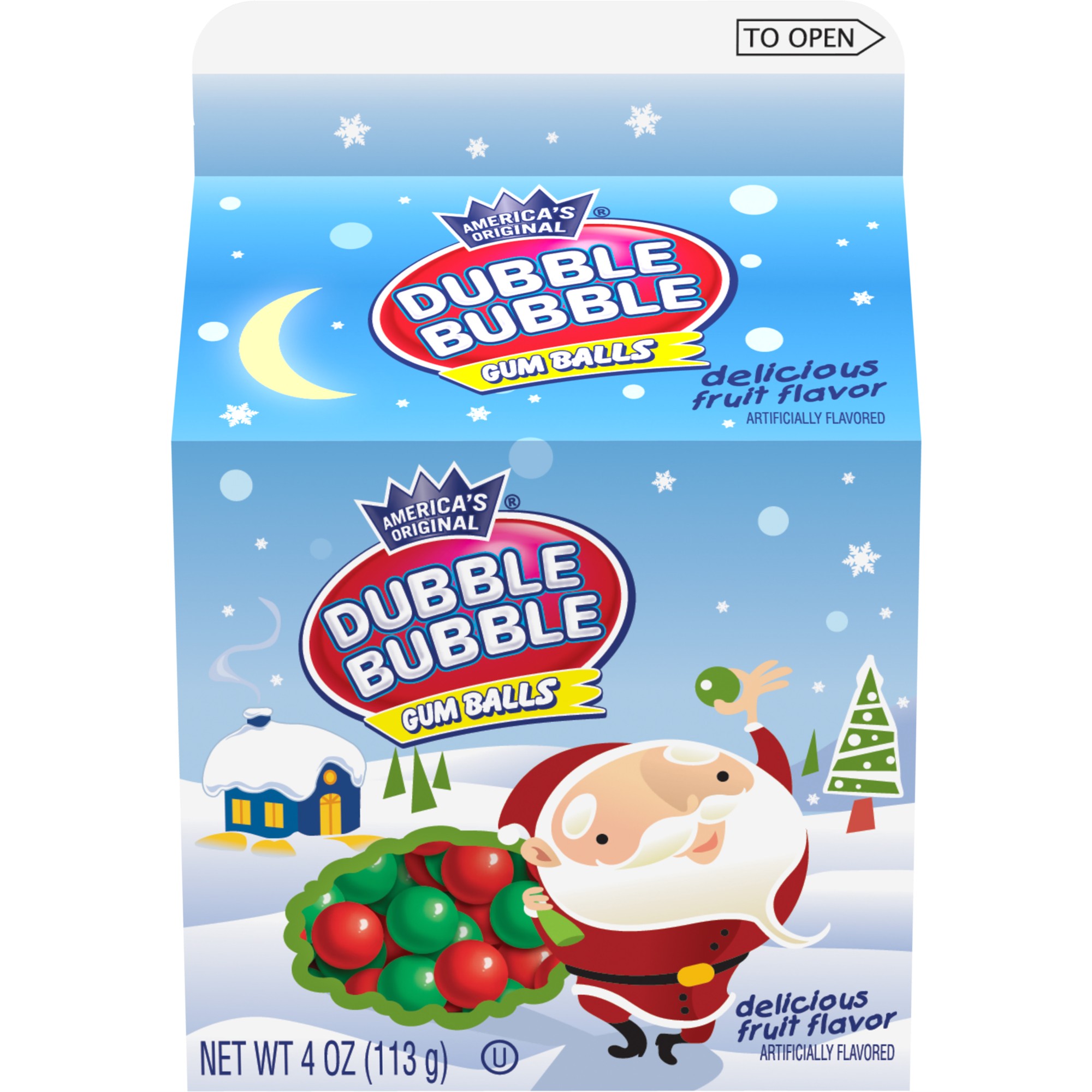 Dubble Bubble Gum Balls Holiday Carton  4 Oz