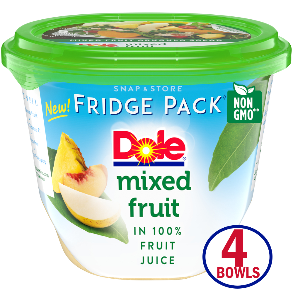 Dole Fridge Packs Mixed Fruit in Fruit Juice, 15 Oz Resealable Snap & Store Containers, 4 Ct