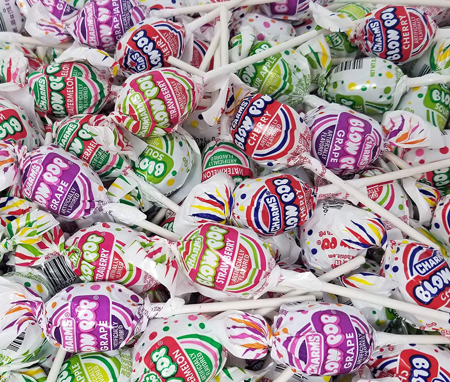 Charms Blow Pops Candy  Bubble Gum Filled Pop  Assorted Fruit Flavor Lollipops Hard Candy  Bulk 2 Pounds Bag
